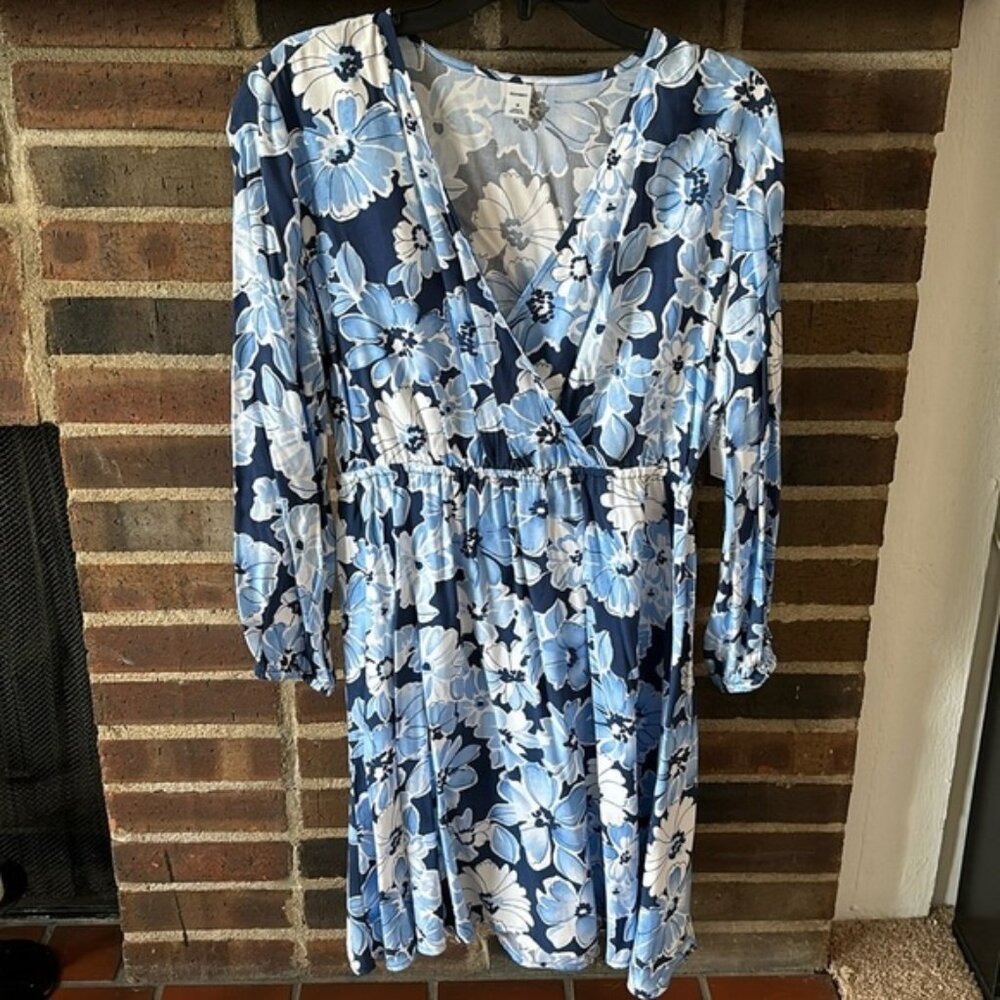 Womens Old Navy Spring Dress, Size Medium, Blue Floral